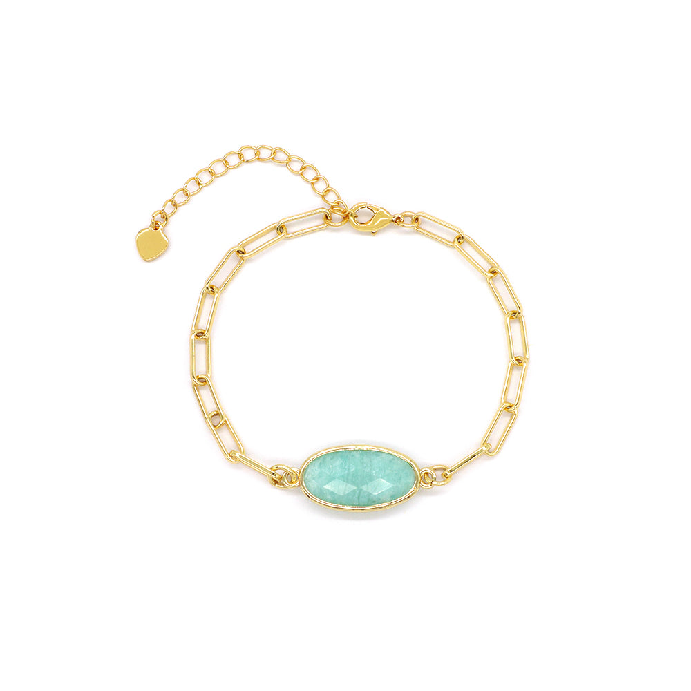 Handmade Customizable Natural Stone Charm Brass Bracelet