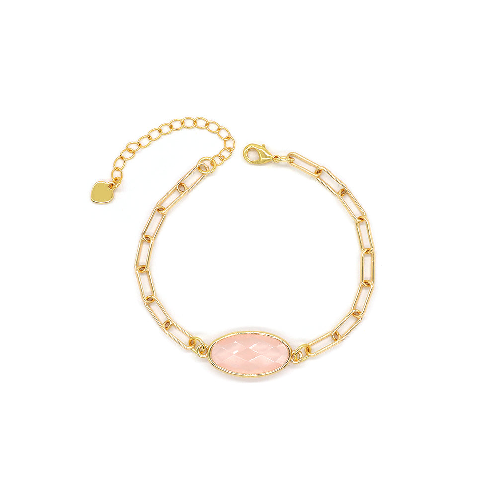 Handmade Customizable Natural Stone Charm Brass Bracelet