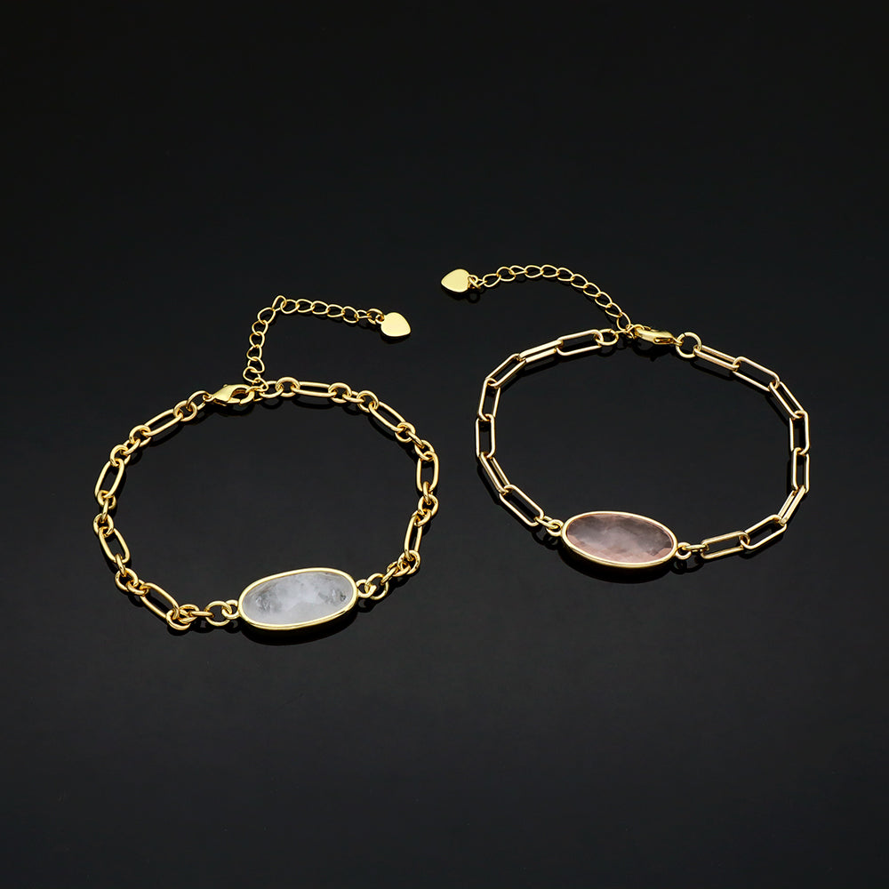 Handmade Customizable Natural Stone Charm Brass Bracelet