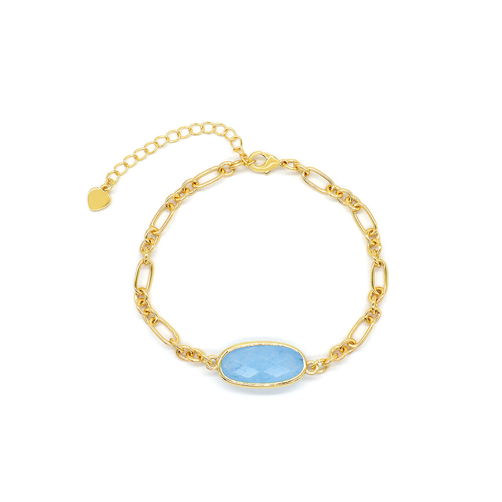 Handmade Customizable Natural Stone Charm Brass Bracelet