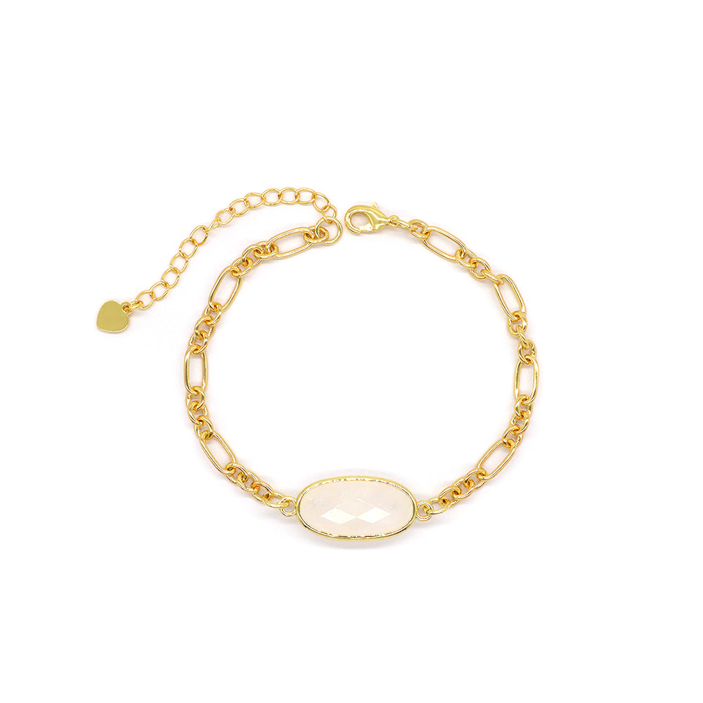 Handmade Customizable Natural Stone Charm Brass Bracelet