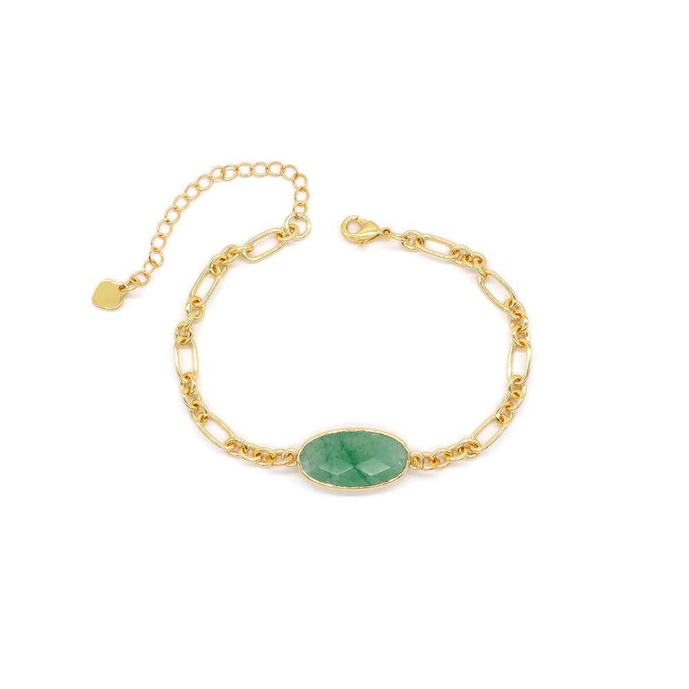 Handmade Customizable Natural Stone Charm Brass Bracelet