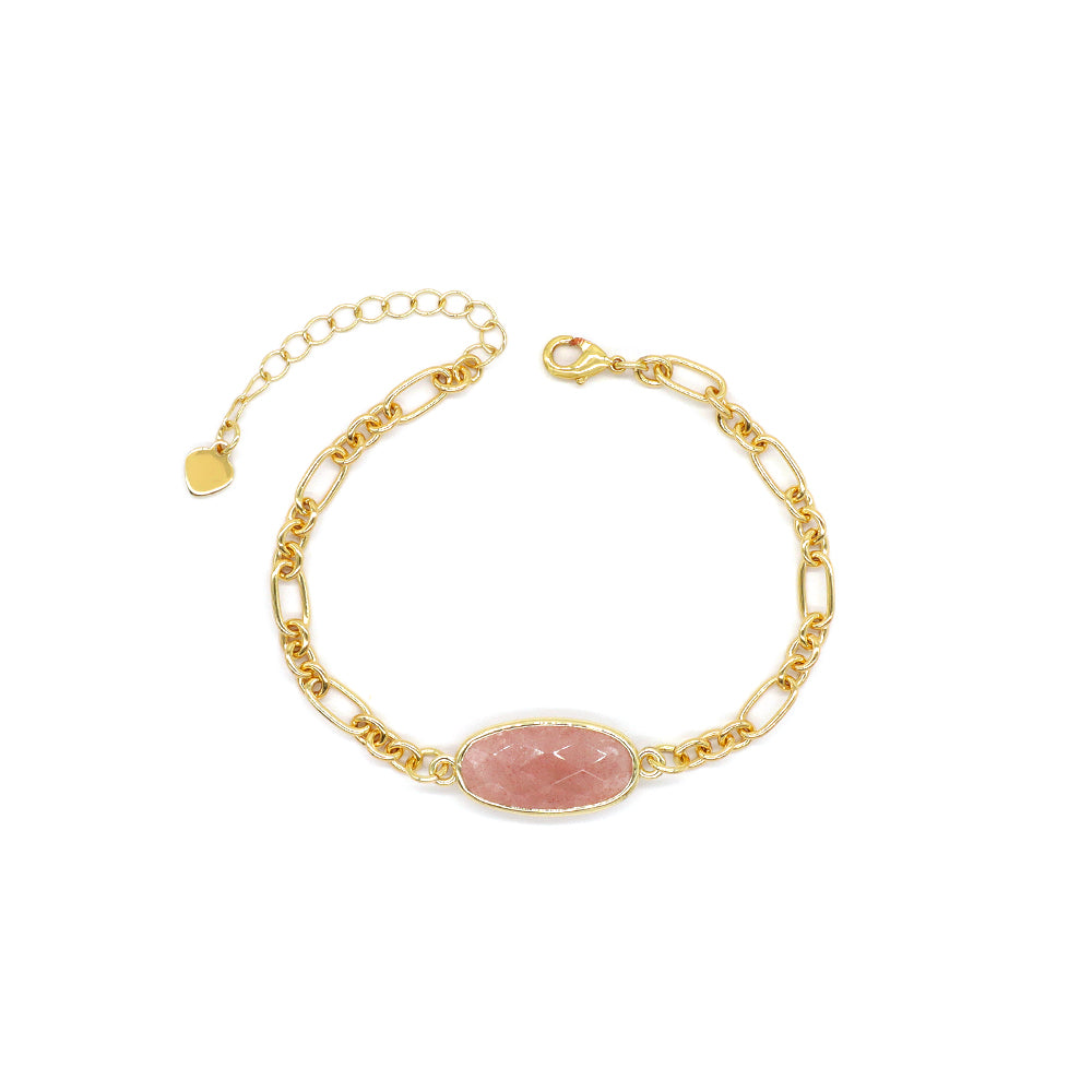 Handmade Customizable Natural Stone Charm Brass Bracelet