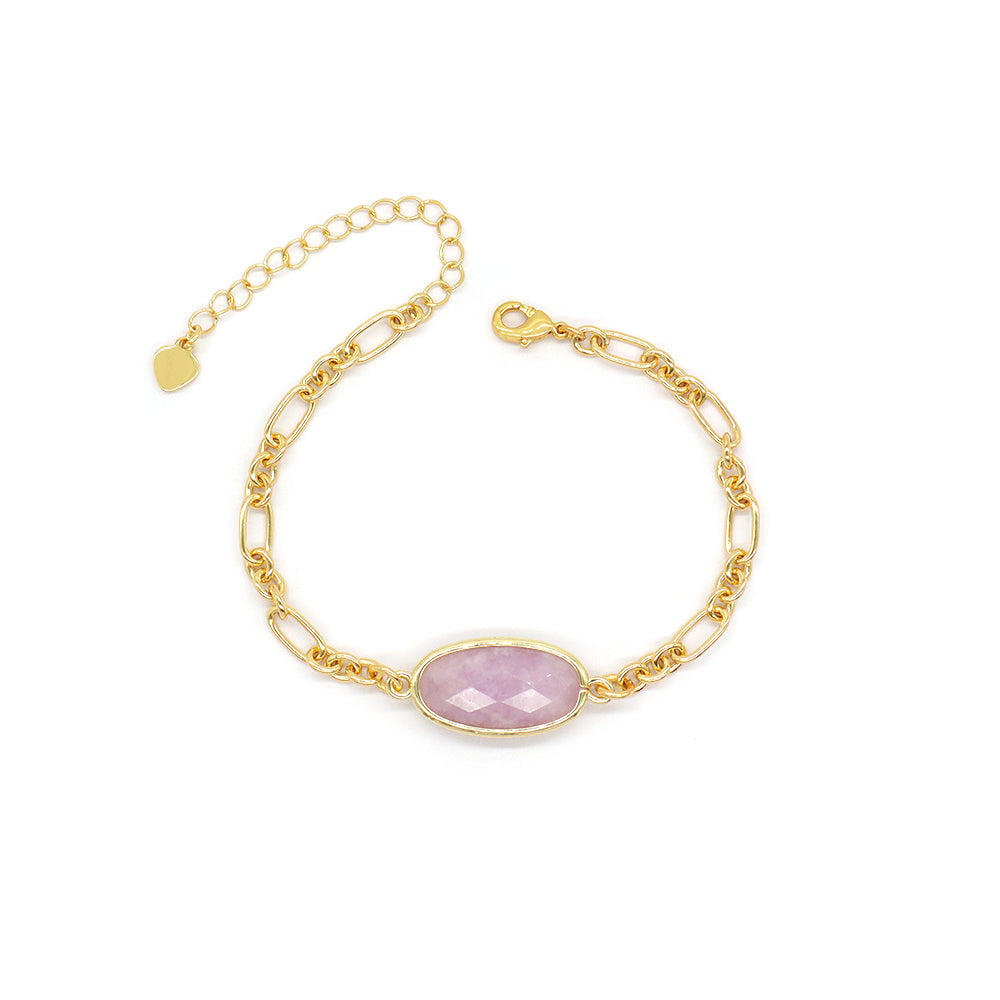 Handmade Customizable Natural Stone Charm Brass Bracelet