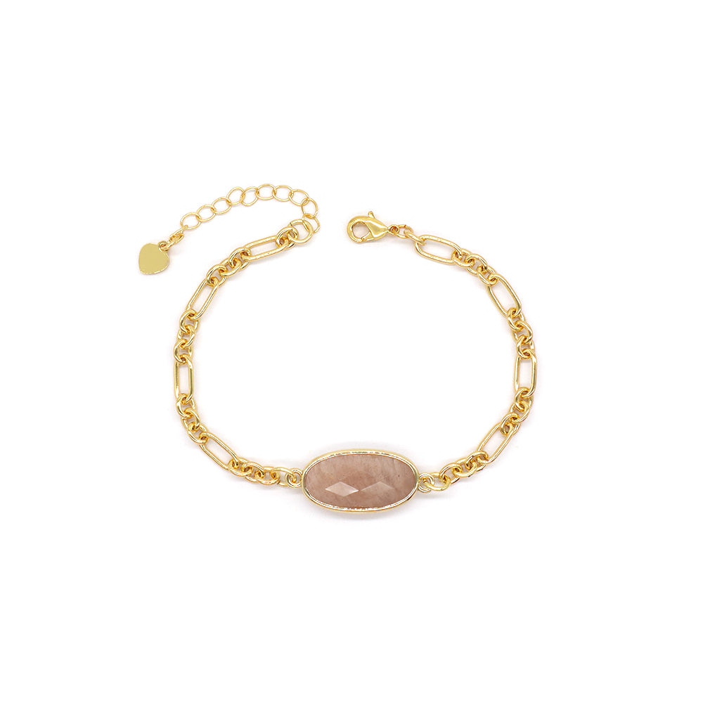 Handmade Customizable Natural Stone Charm Brass Bracelet