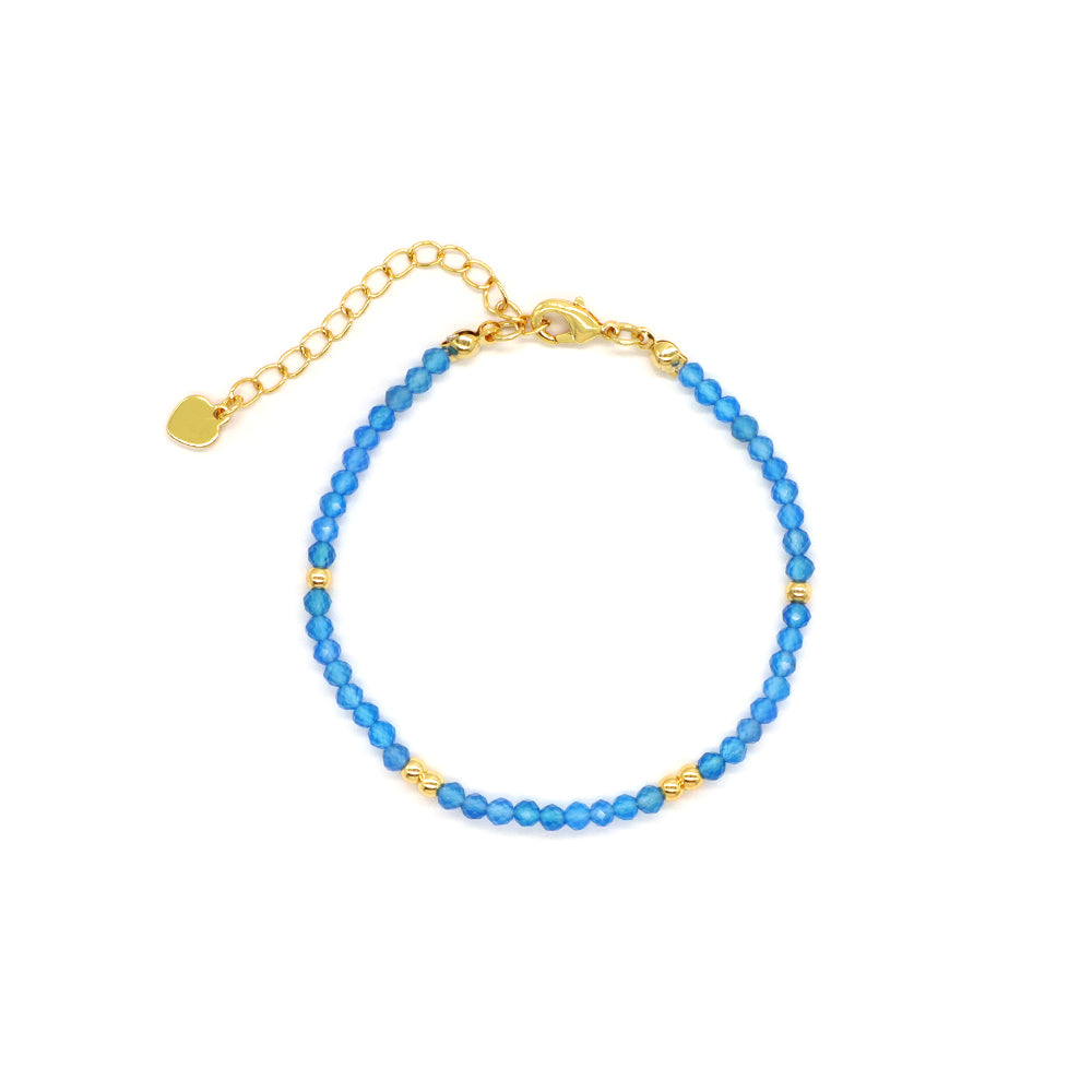 Handmade Customizable Natural Stone Beads Brass Gold Plated Bracelet