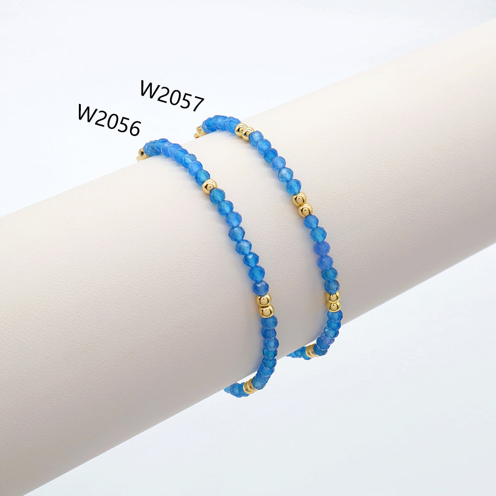 Handmade Customizable Natural Stone Beads Brass Gold Plated Bracelet