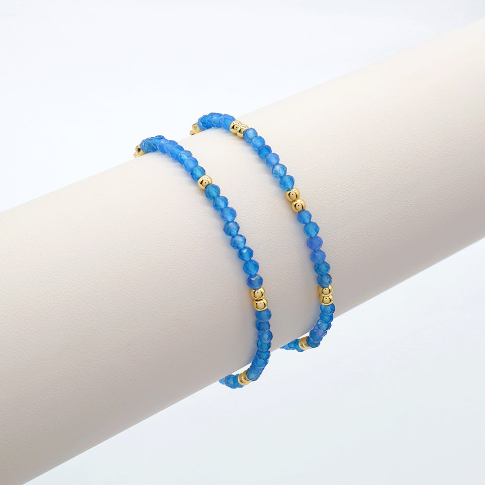 Handmade Customizable Natural Stone Beads Brass Gold Plated Bracelet