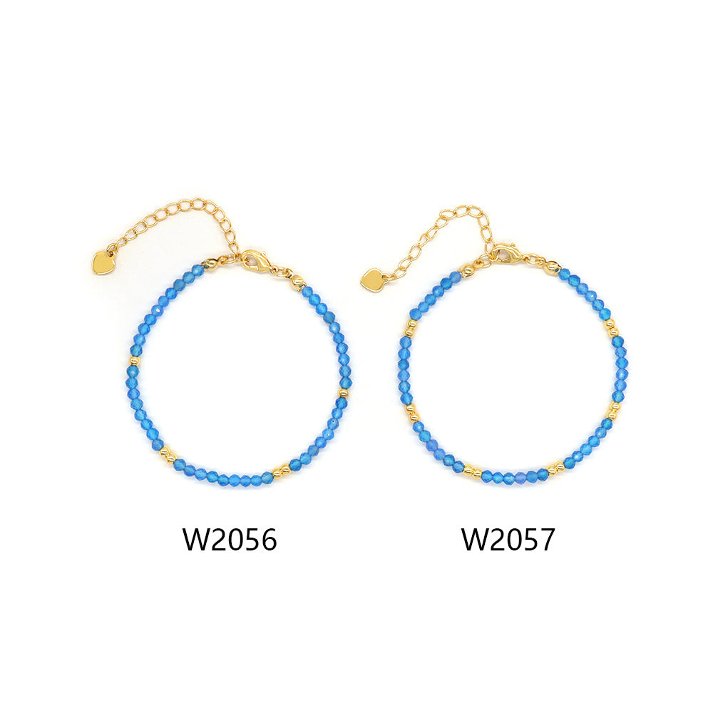 Handmade Customizable Natural Stone Beads Brass Gold Plated Bracelet