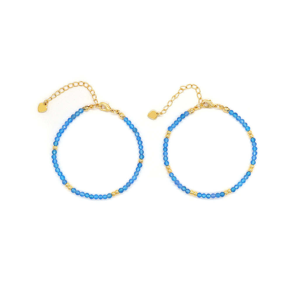 Handmade Customizable Natural Stone Beads Brass Gold Plated Bracelet