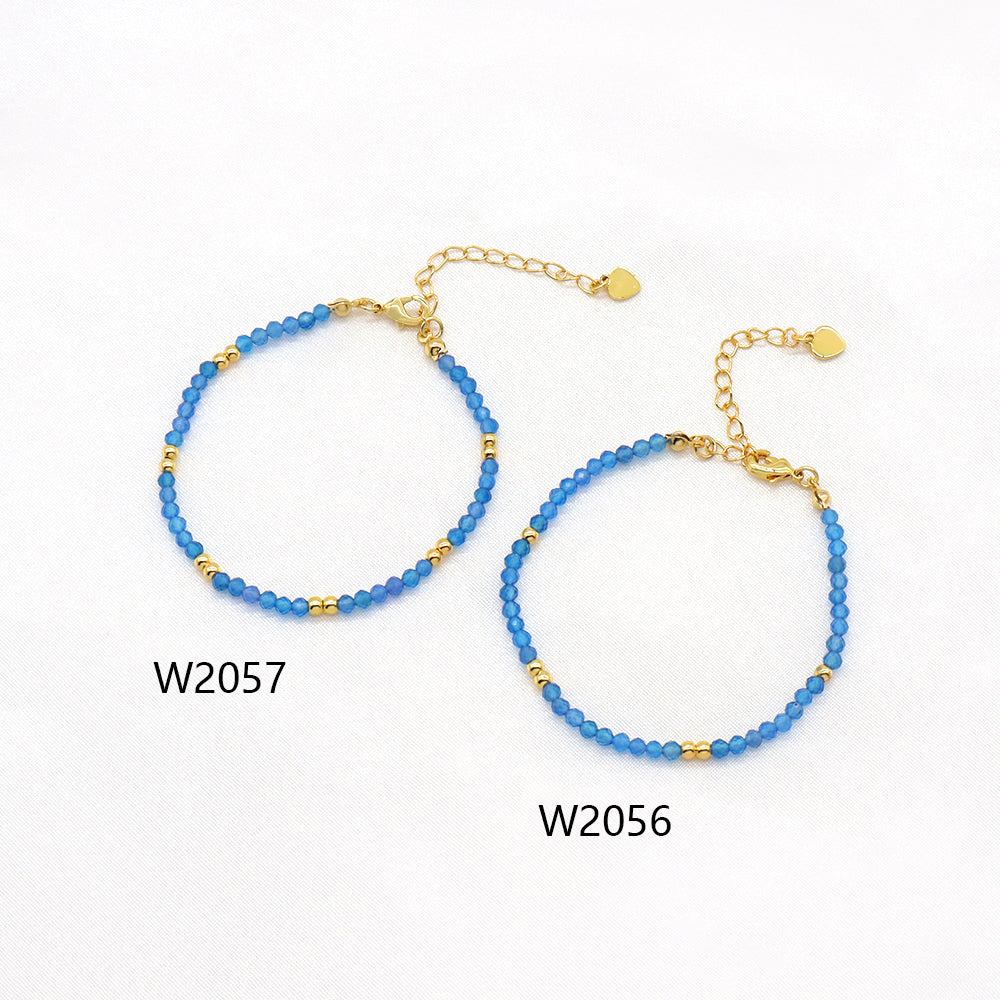Handmade Customizable Natural Stone Beads Brass Gold Plated Bracelet