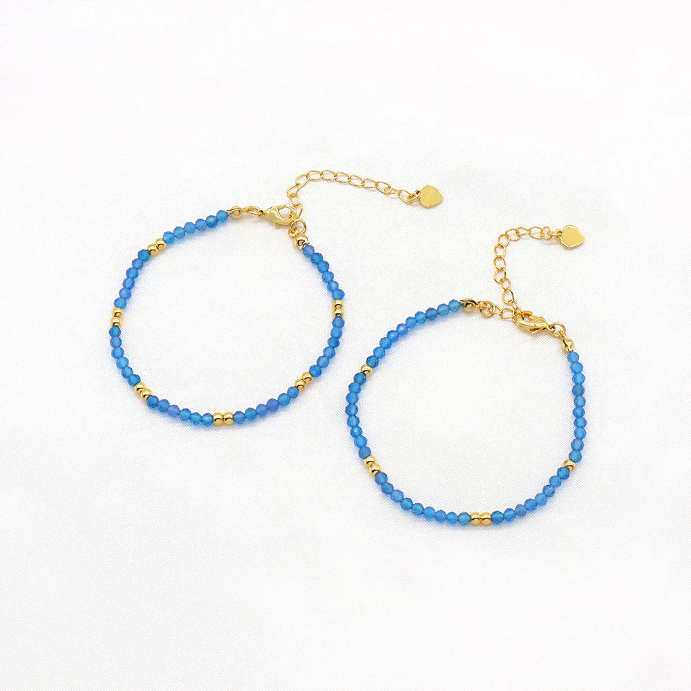 Handmade Customizable Natural Stone Beads Brass Gold Plated Bracelet