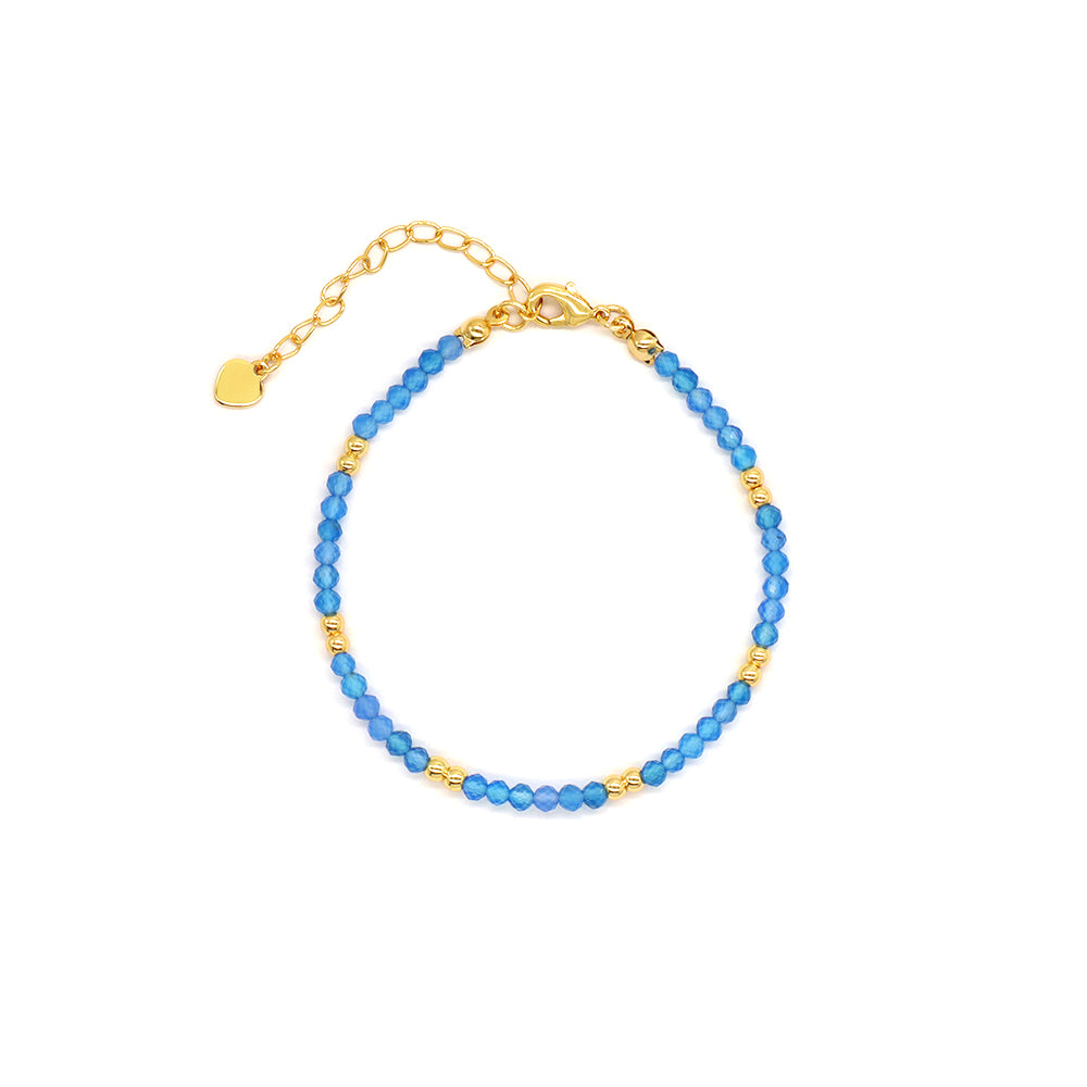 Handmade Customizable Natural Stone Beads Brass Gold Plated Bracelet