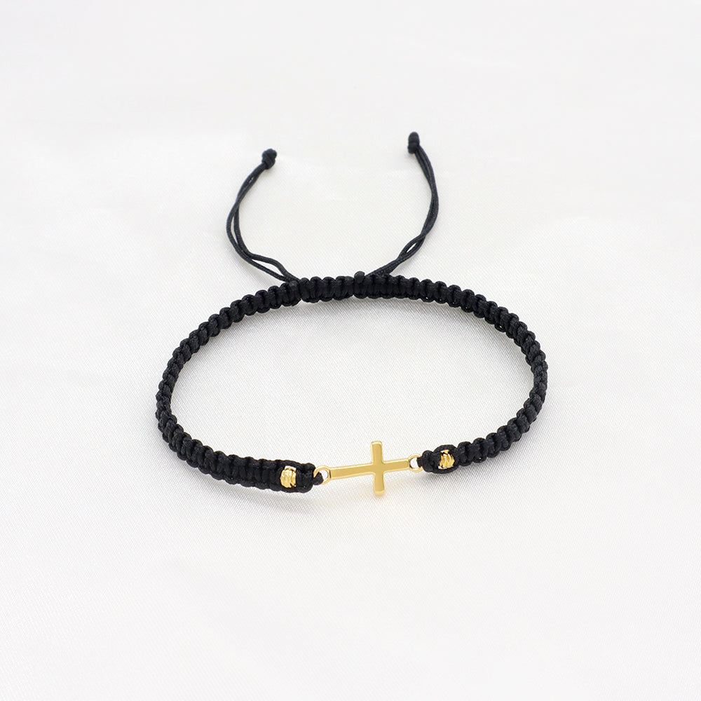 Handmade Customizable Brass Charm Bracelet With Cotton Wire Gold Plated Bracelet