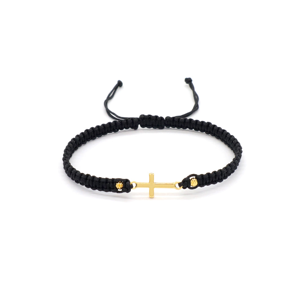 Handmade Customizable Brass Charm Bracelet With Cotton Wire Gold Plated Bracelet