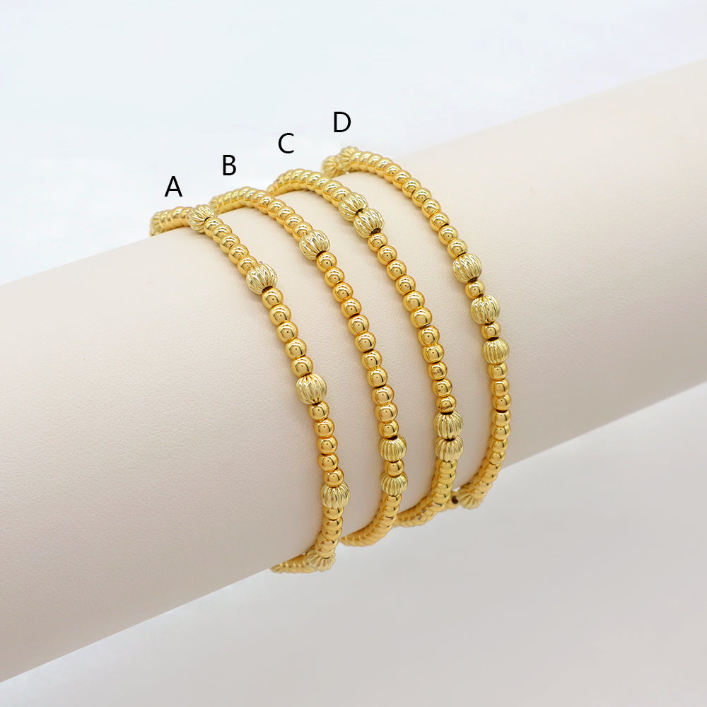 Handmade Customizable 3mm Brass Beads Gold Plated Bracelet