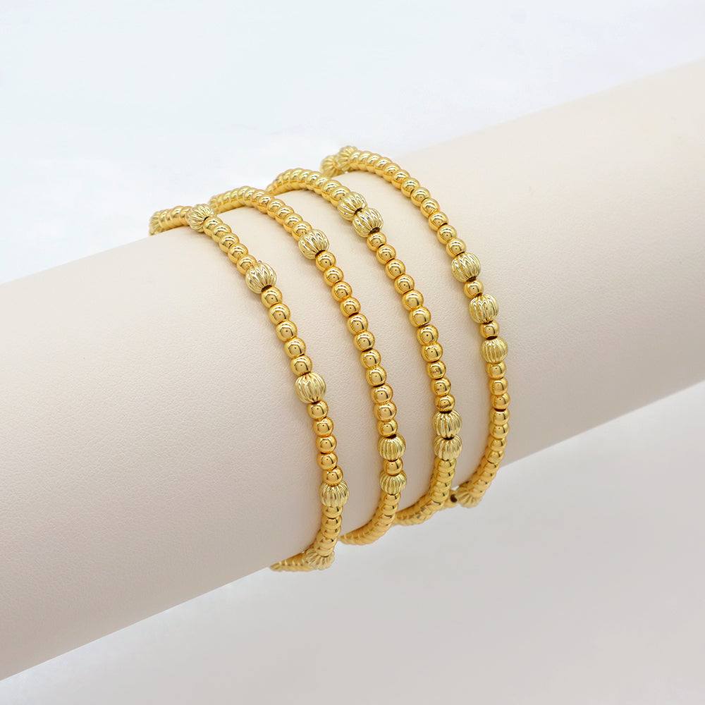 Handmade Customizable 3mm Brass Beads Gold Plated Bracelet
