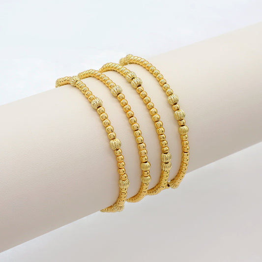Handmade Customizable 3mm Brass Beads Gold Plated Bracelet