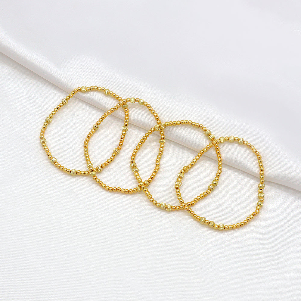 Handmade Customizable 3mm Brass Beads Gold Plated Bracelet
