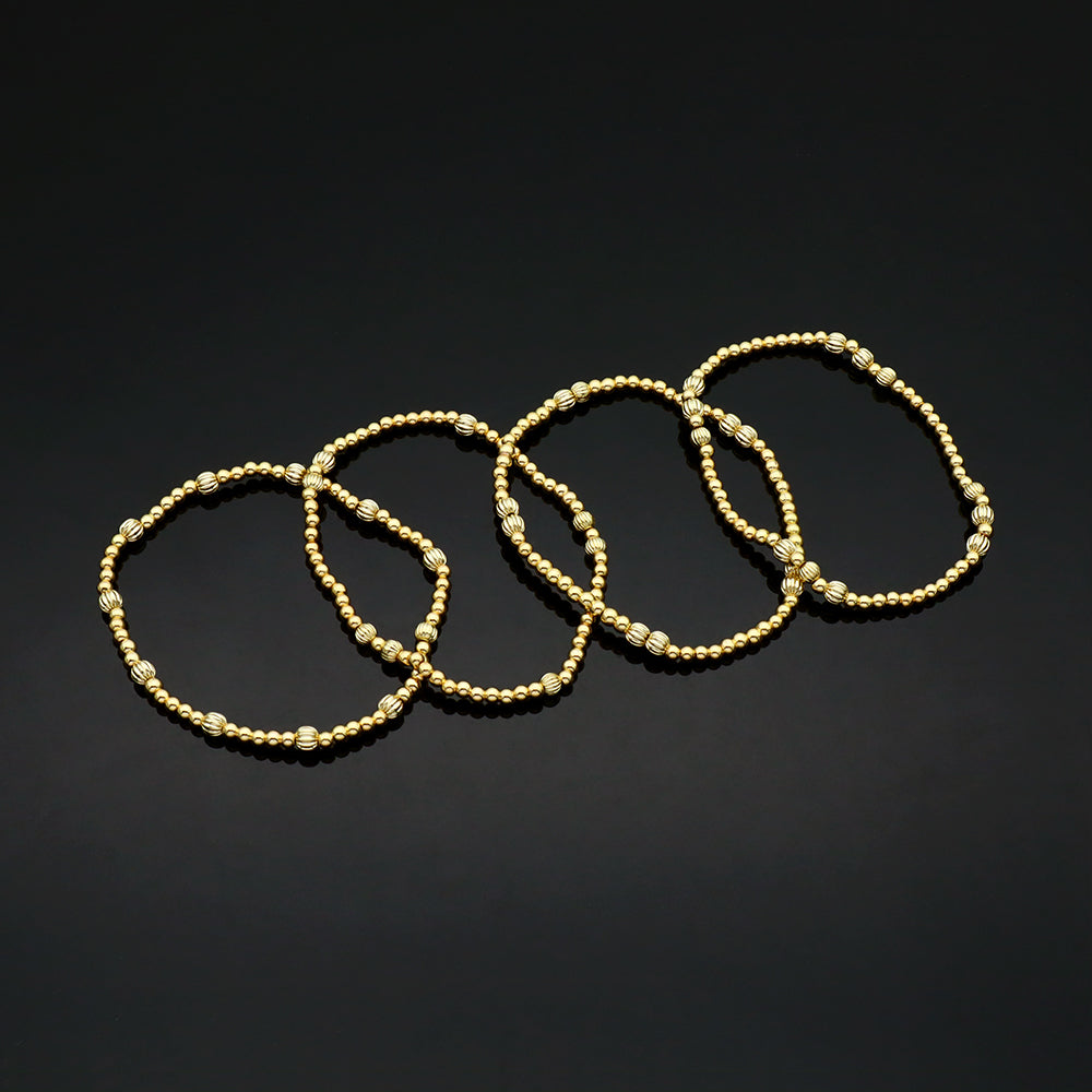 Handmade Customizable 3mm Brass Beads Gold Plated Bracelet