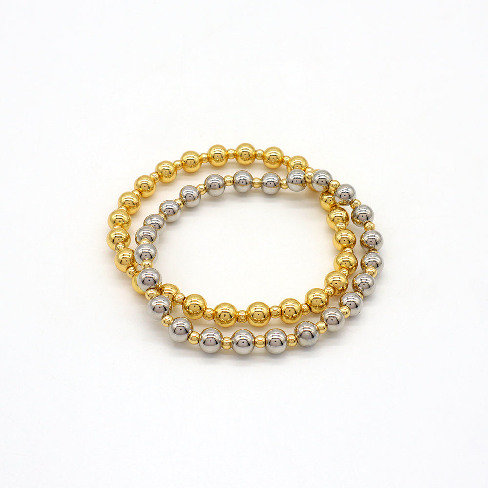 Handmade Customizable 6mm + 3mm Brass Beads Gold Plated Bracelet
