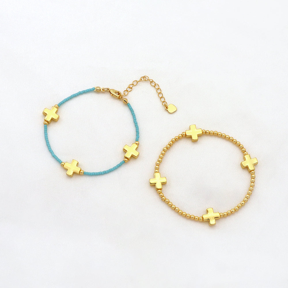 Handmade Customizable Miyuki Bracelet With Brass Charms Brass Bracelet