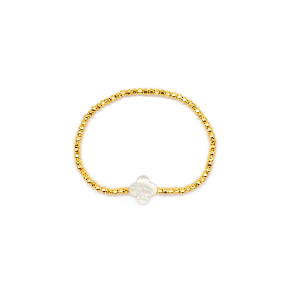 Handmade Customizable 3mm Brass Beads Bracelet With Shell Charm Bracelet