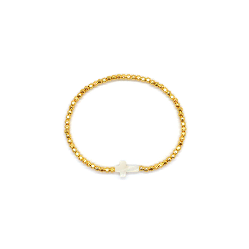 Handmade Customizable 3mm Brass Beads Bracelet With Shell Charm Bracelet