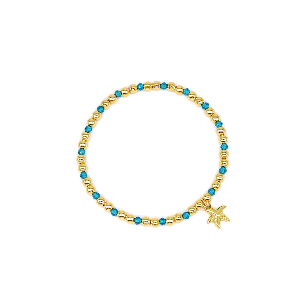 Handmade Customizable Glass Crystal Bracelet With Brass Pendant Gold Plated Bracelet