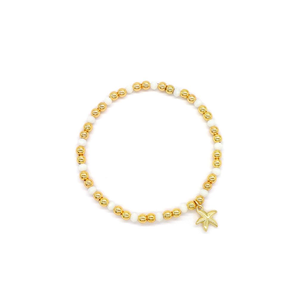 Handmade Customizable Glass Crystal Bracelet With Brass Pendant Gold Plated Bracelet