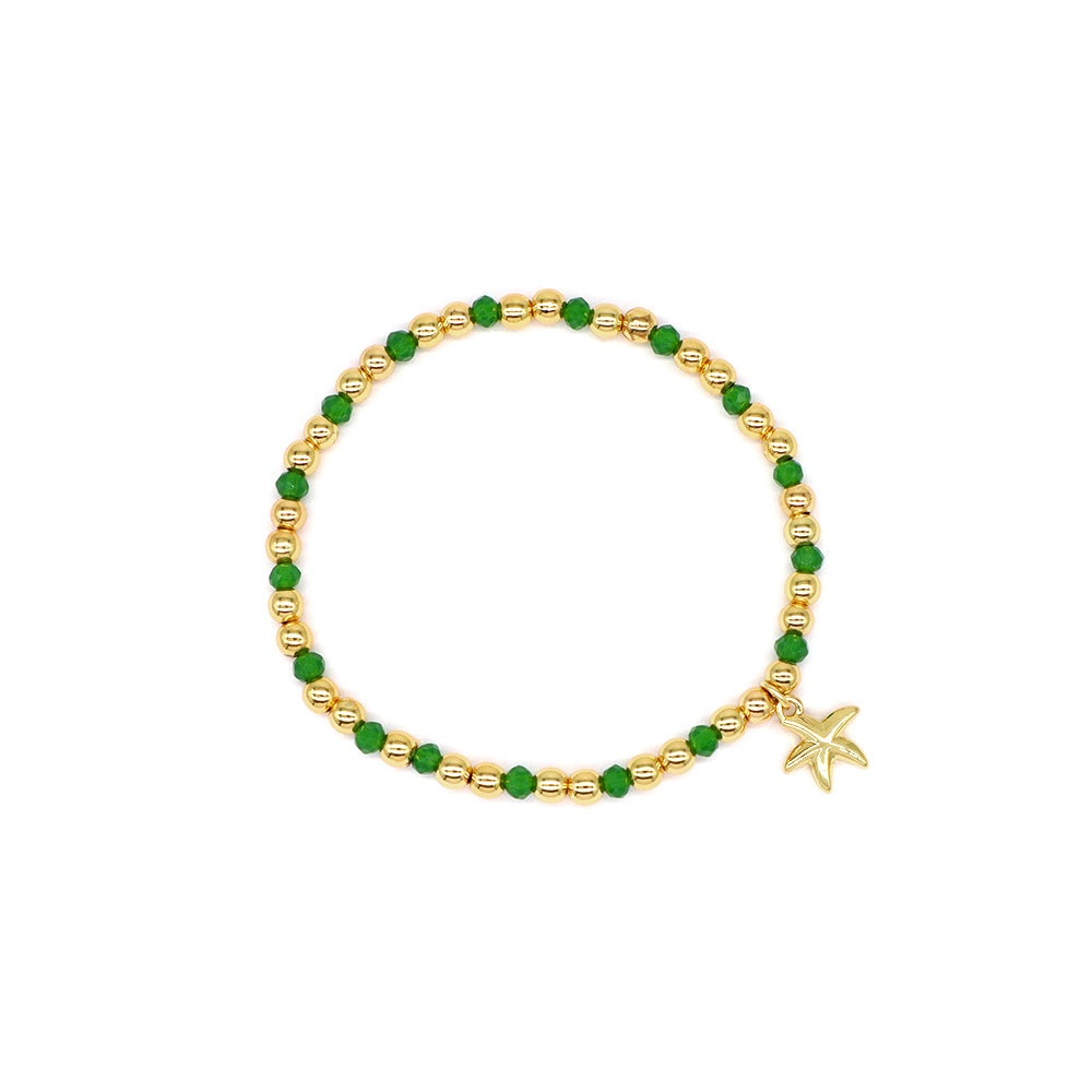 Handmade Customizable Glass Crystal Bracelet With Brass Pendant Gold Plated Bracelet