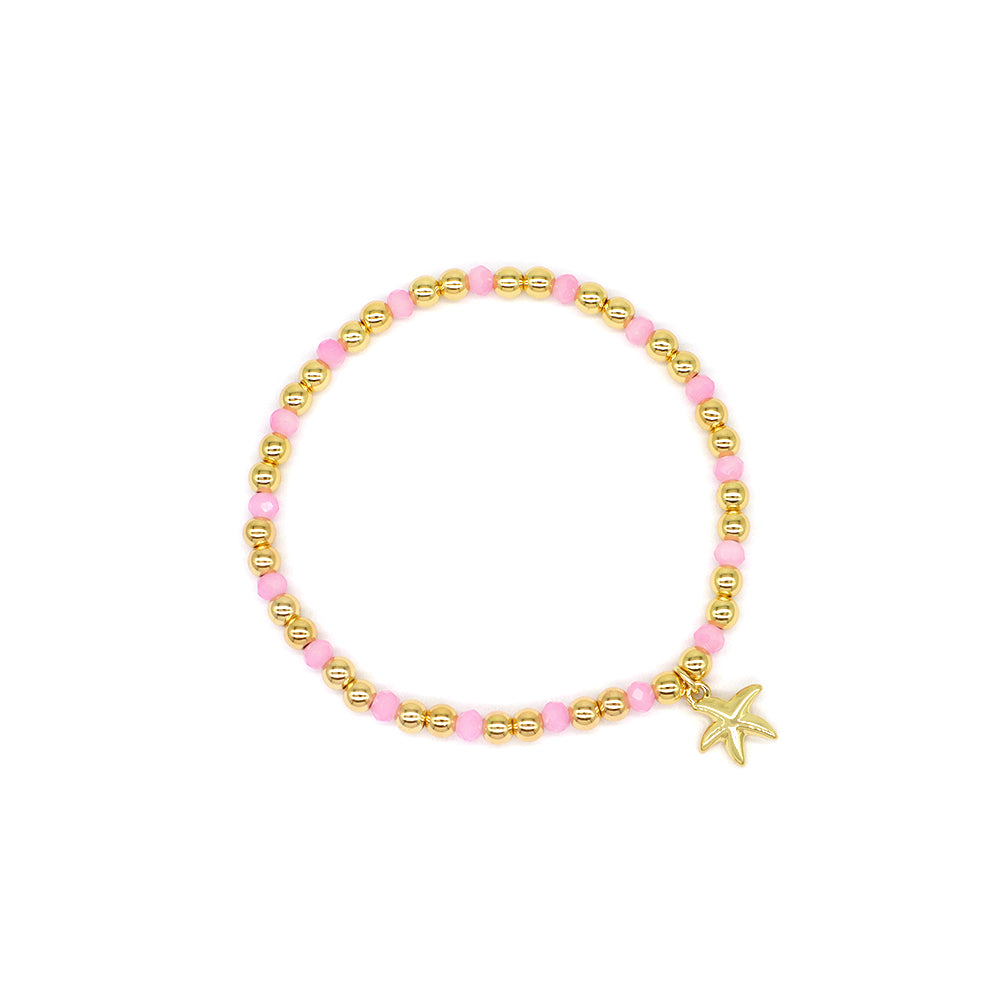 Handmade Customizable Glass Crystal Bracelet With Brass Pendant Gold Plated Bracelet