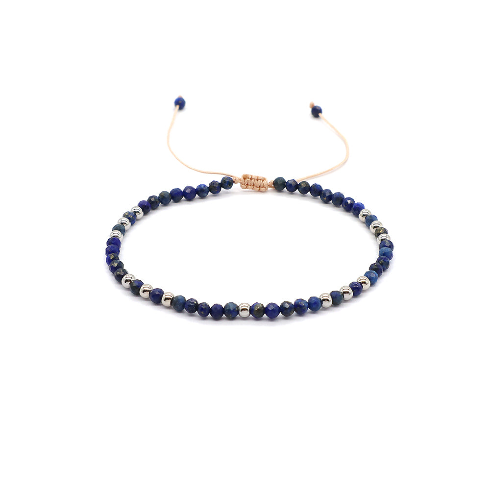 Handmade Customizable Natural Stone  Beads Bracelet With 925 Sterling Silver Pendant