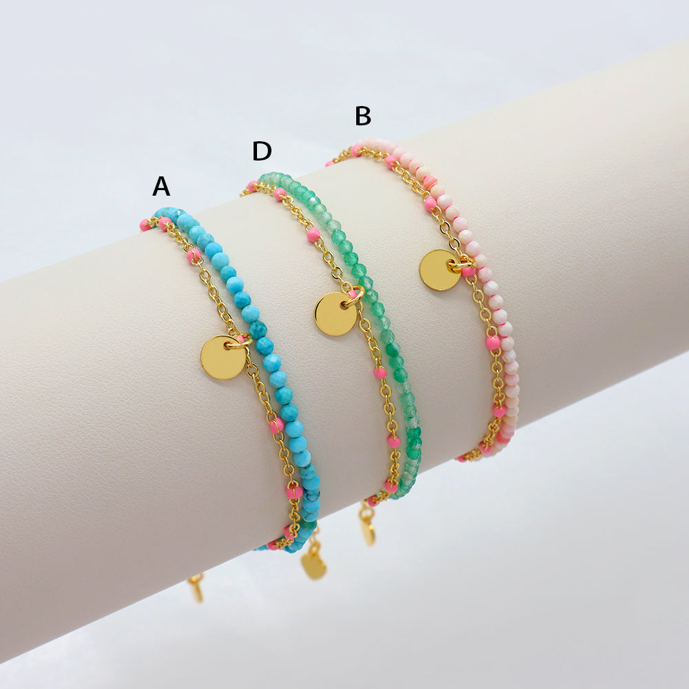Handmade Customizable Natural Stone Double Layer Bracelet