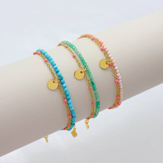 Handmade Customizable Natural Stone Double Layer Bracelet