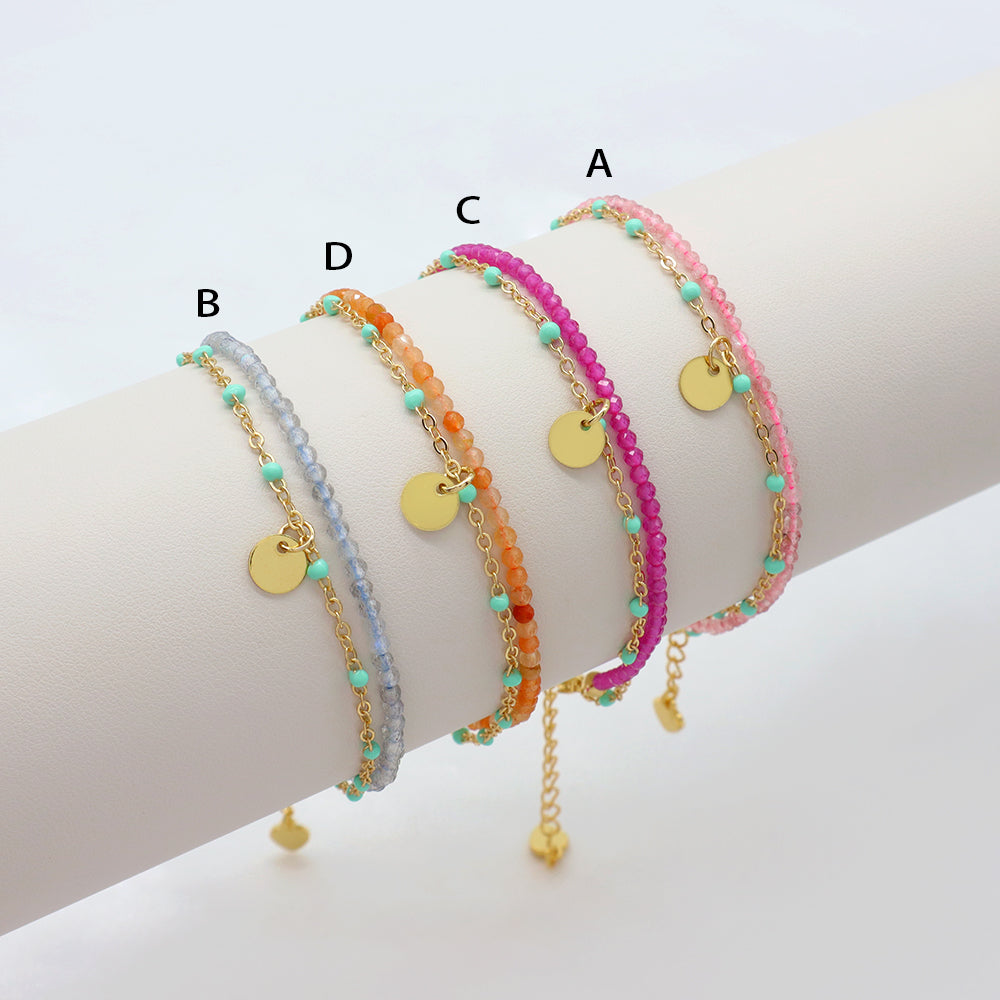 Handmade Custom Natural Stone Double Layer Bracelet