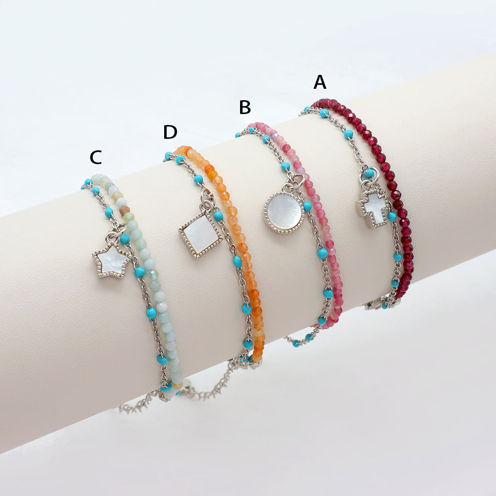 Handmade Custom Natural Stone Double Layer Bracelet