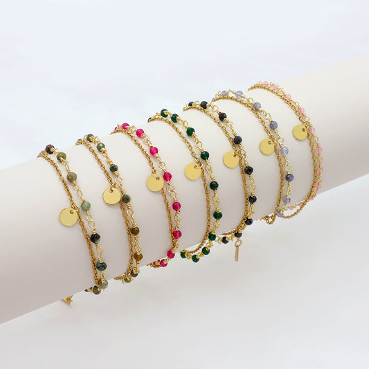 Handmade Customizable Natural Stone Double Layer Bracelet
