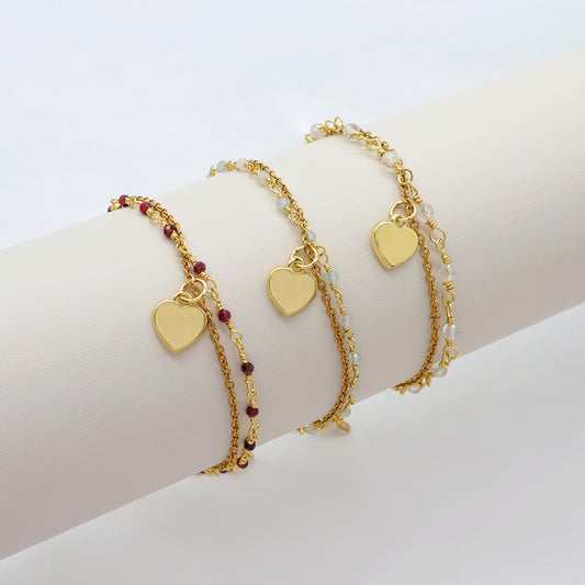 Handmade Custom Natural Stone Double Layer Bracelet