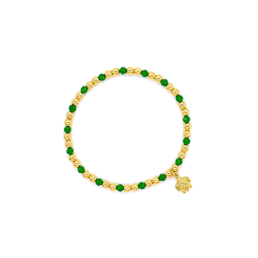 Handmade Customizable Glass Crystal Bracelet With Brass Pendant Gold Plated Bracelet