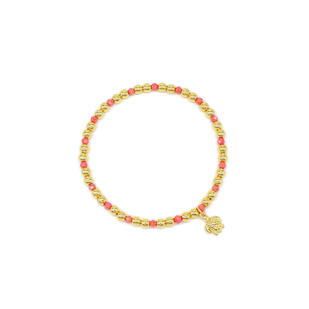 Handmade Customizable Glass Crystal Bracelet With Brass Pendant Gold Plated Bracelet