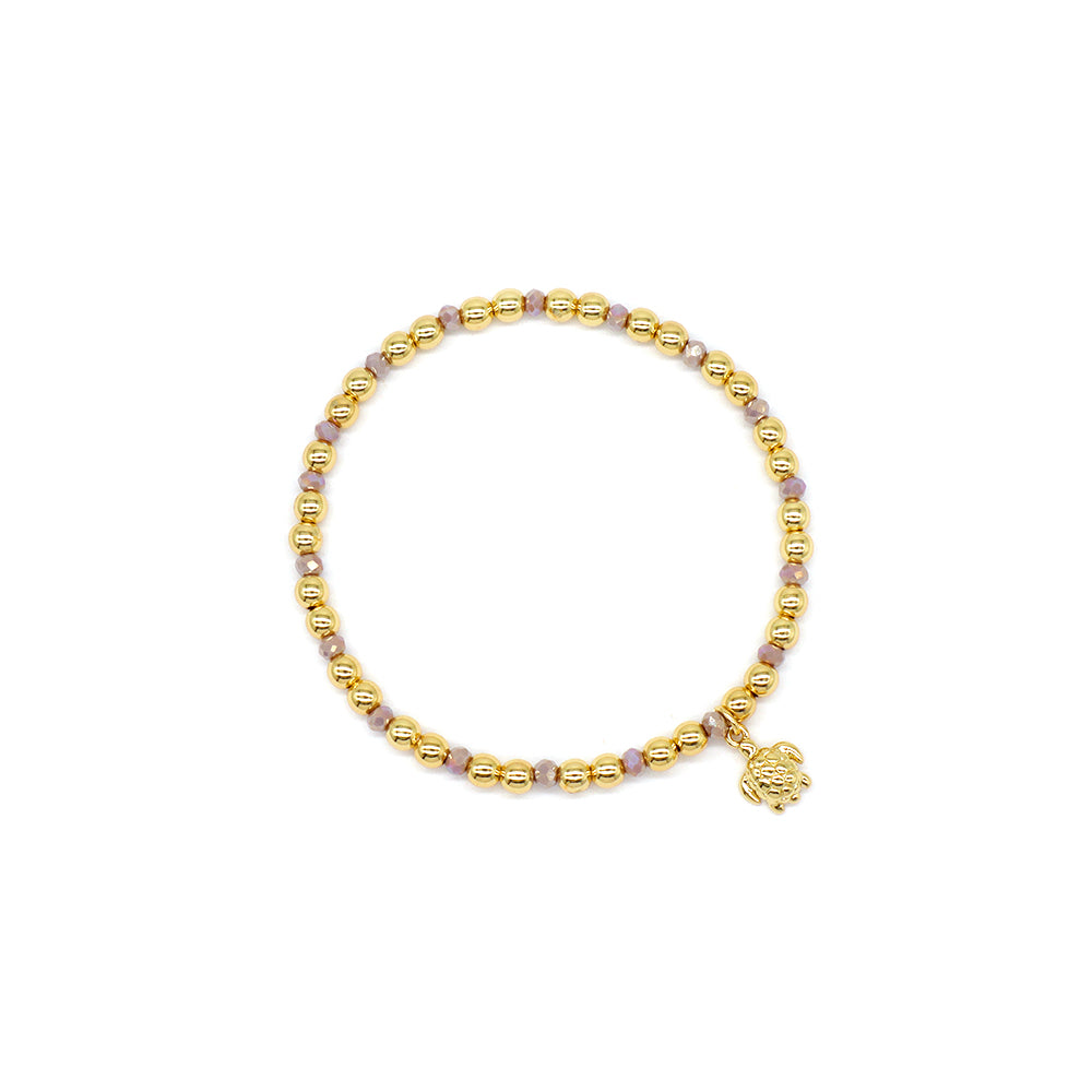 Handmade Customizable Glass Crystal Bracelet With Brass Pendant Gold Plated Bracelet