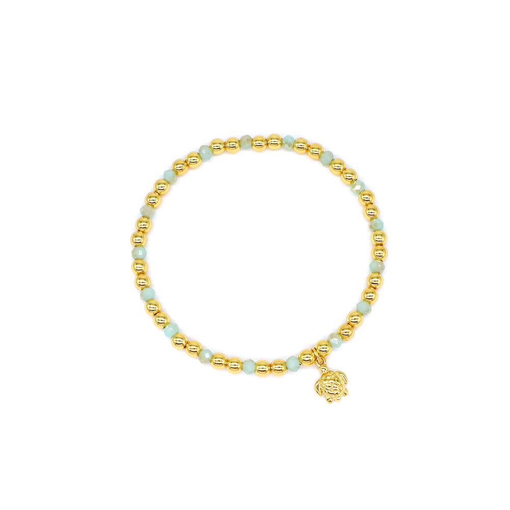 Handmade Customizable Glass Crystal Bracelet With Brass Pendant Gold Plated Bracelet