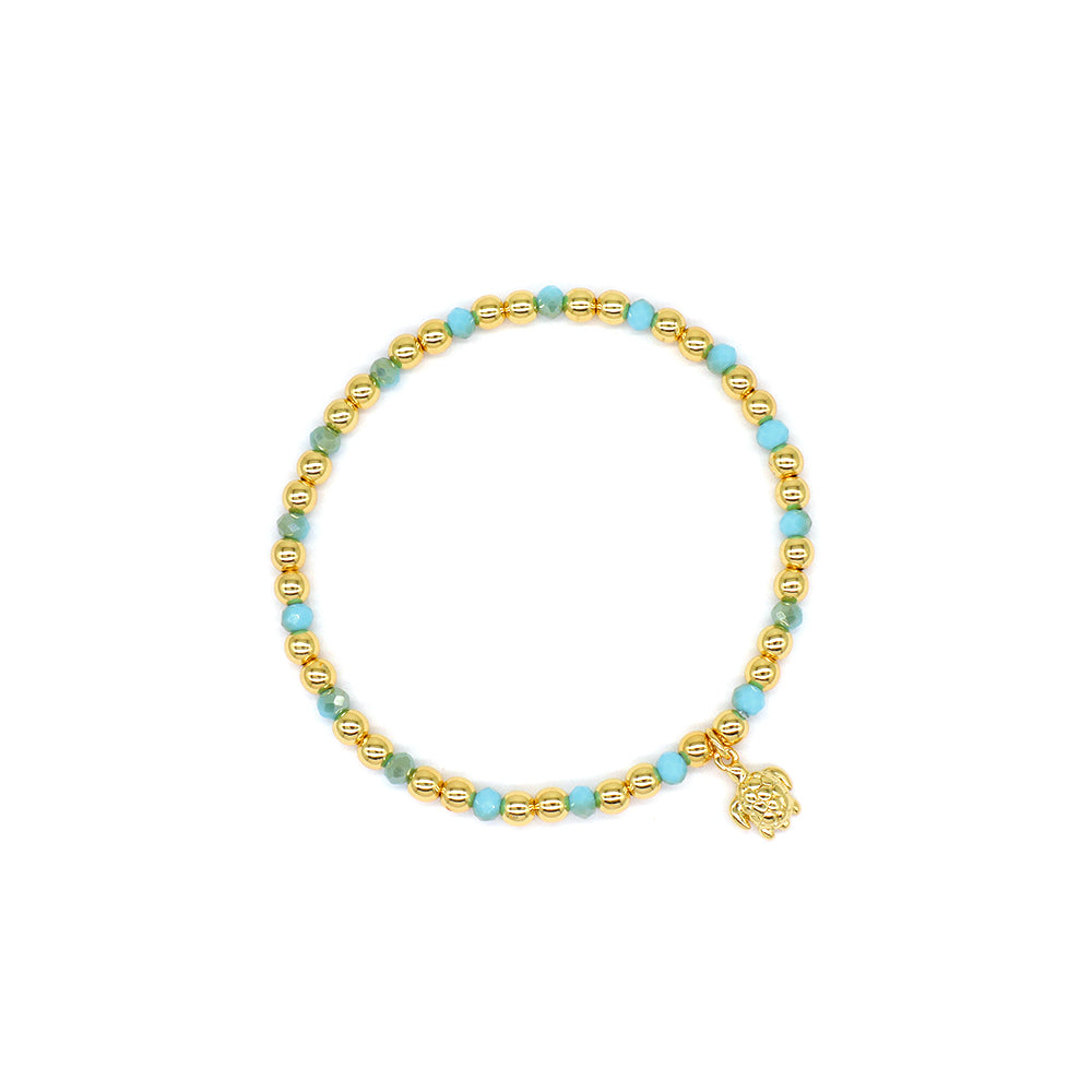 Handmade Customizable Glass Crystal Bracelet With Brass Pendant Gold Plated Bracelet