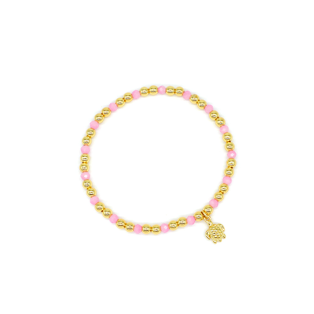 Handmade Customizable Glass Crystal Bracelet With Brass Pendant Gold Plated Bracelet