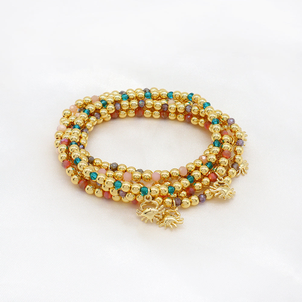 Handmade Customizable Glass Crystal Bracelet With Brass Pendant Gold Plated Bracelet