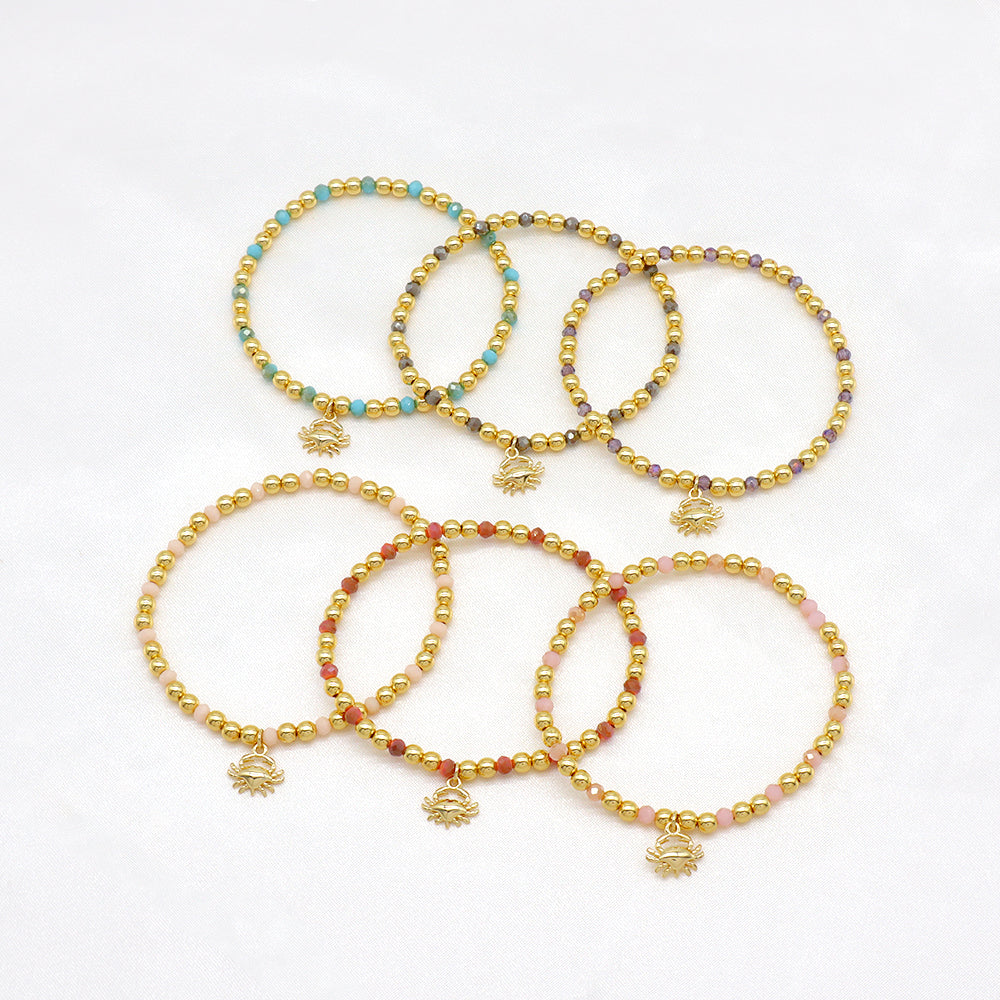 Handmade Customizable Glass Crystal Bracelet With Brass Pendant Gold Plated Bracelet
