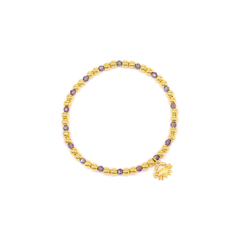 Handmade Customizable Glass Crystal Bracelet With Brass Pendant Gold Plated Bracelet