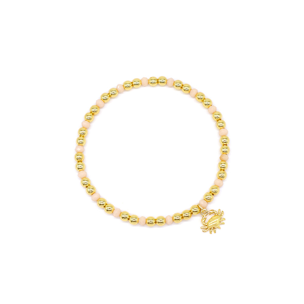 Handmade Customizable Glass Crystal Bracelet With Brass Pendant Gold Plated Bracelet
