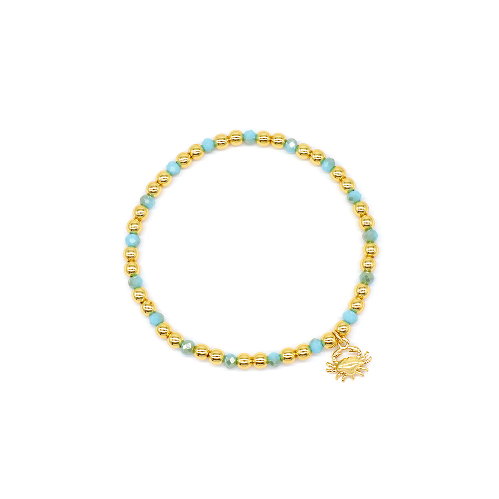 Handmade Customizable Glass Crystal Bracelet With Brass Pendant Gold Plated Bracelet